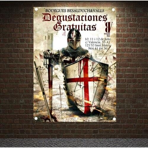 Ancient Military Poster Wall Sticker Vintage Knights Templar Armor Banners Crusader Flags Mural Canvas Painting Home Decoration