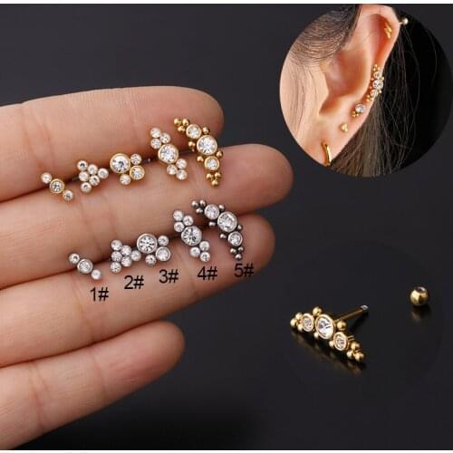 1PC 16g Stainless Steel Ear Bone Stud Earrings for Women Pierce Earrings Nose Screw Helix Cartilage Conch Rook Tragus Jewelry