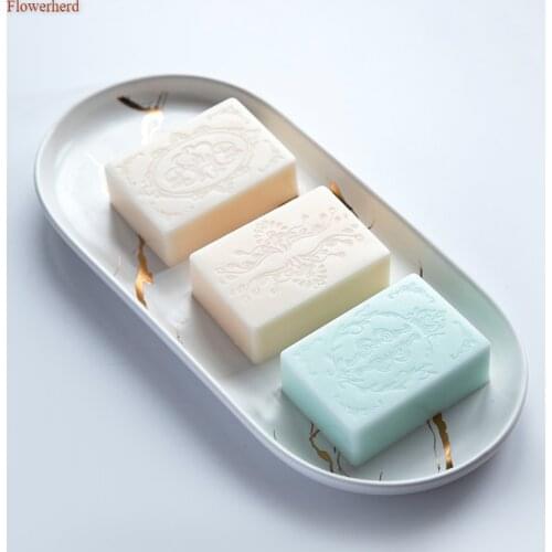 6 Holes European Embossed Rectangular Flower Totem Handmade Soap Silicone Mold Bath Bomb Mold Soap Making Supplies Cake Decor