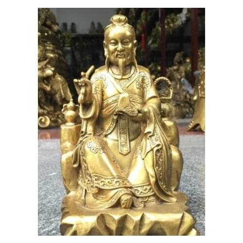 6.8“”Old China antique Pure copper King of Medicine Sun Simiao The statue statue