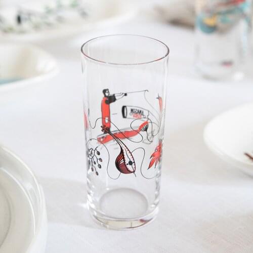 Pasabahce raki glass lead free high quality stylish designs transparent goblet surface permanent colorful printed home tableware cups