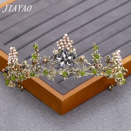 Forest Style Crystal Flower Tiara and Crown Princess Bridal Hair Accessories Headpiece Wedding Crown Headband Ornament