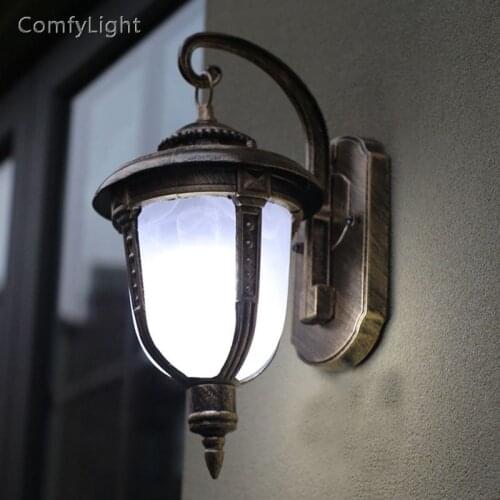 Outdoor wall lamps waterproof LED retro villa wall lustre designer royal house/garden patio/courtyard/porch glass wall lighting