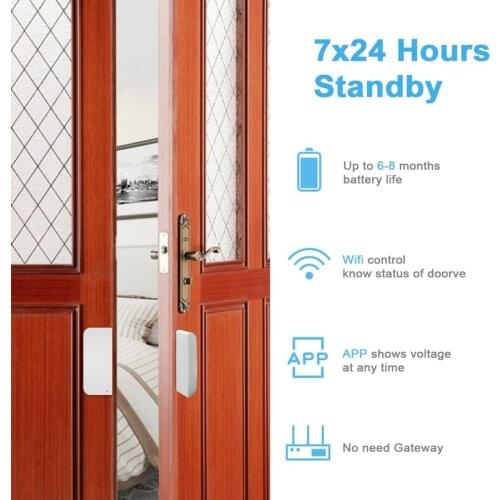 Tuya mini WiFi Smart Door Sensor Door Window Open / Closed Detectors Wifi Home Alarm Compatible with Alexa Google Home Tuya APP