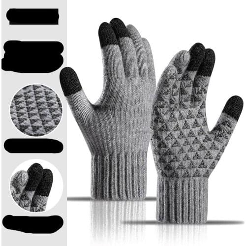 Knitted Wool Warm Gloves Velvet Thick Autumn and Winter Men Women Jacquard Fashion Soft Comfortable Sports Glove