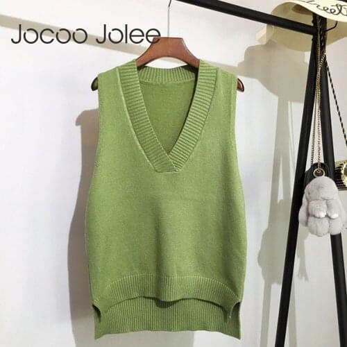 V-neck knitted sweater vest Oversize womens sweater autumn and winter new Korean loose wild sweater vest sleeveless pullover