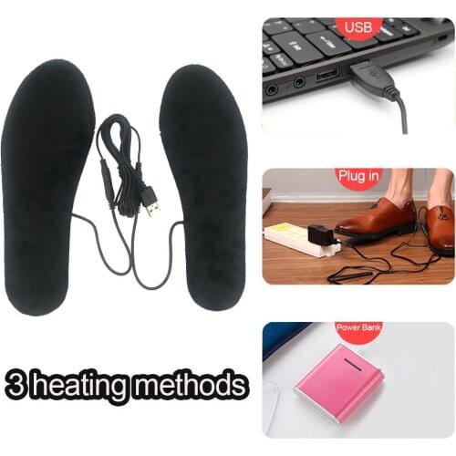 1 Pair USB Heated Foot Insoles Cuttable Foot Foot Warmer Warmer Heating Shoe Pad For Winter Washable
