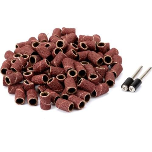 100PCS Dremel Accessories Grit 6.35mm Drum Sanding Band Kit +2pc 3.17mm Shank Band Mandrel Nail Drill Bits Abrasive Rotary Tool