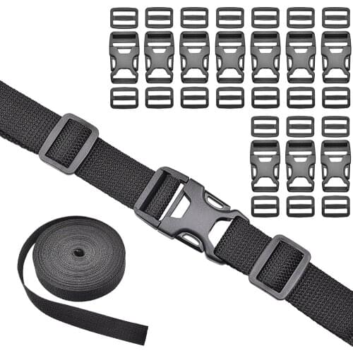 12M Webbing Strap Band with 10 Set Plastic Buckles Luggage Package Pack Band Strap Baggage Backpack Mountaineer Belt