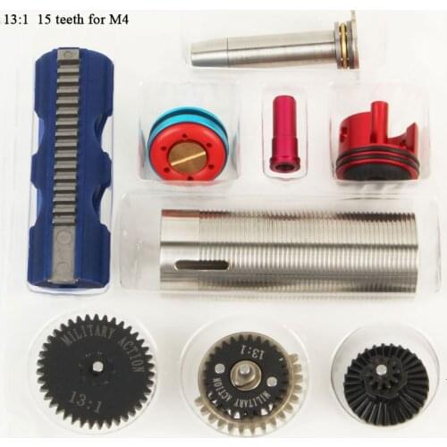 15 Teeth Piston/13:1 High Speed Gear/Cylinder/ Piston Head/Spring Guide/Nozzle Tune-Up Set For M4 AK G36 MP5 Ver.2/3 Airsoft AEG