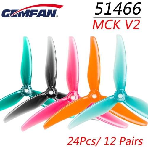 24pcs/ 12 pairs Gemfan 51466 5inch 3 blade/ tri-blade Propeller Props CW CCW for 2205-2306 Brushless Motor FPV Propeller