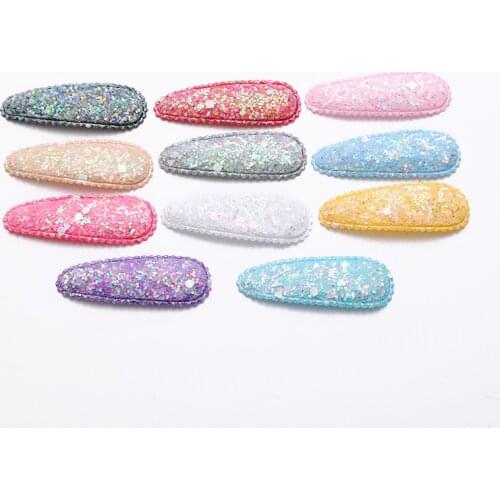 40pcs/lot 5.5cm glitter padded applique snap clip cover for BB Headdress hair clip accessories without clip