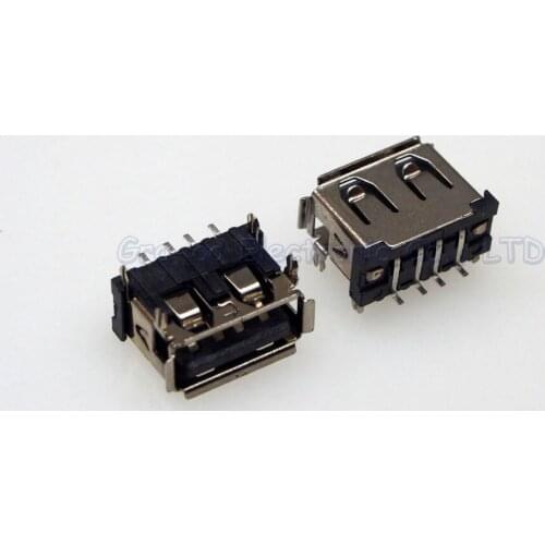 50pcs 2.0 short type USB Port USB Jack Connector 10.0mm A Female usb data port 180 degree
