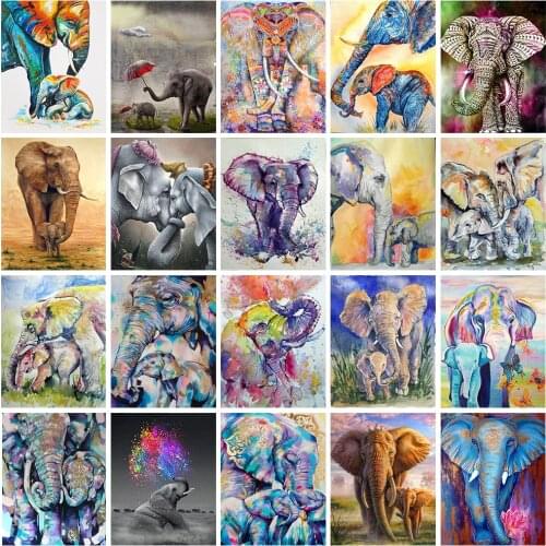 5D Cartoon Elephant Diamond Painting Animal Elephant Diamond Embroidery Cross Stitch Kit Animal Picture Rhinestone Mosaic Decor