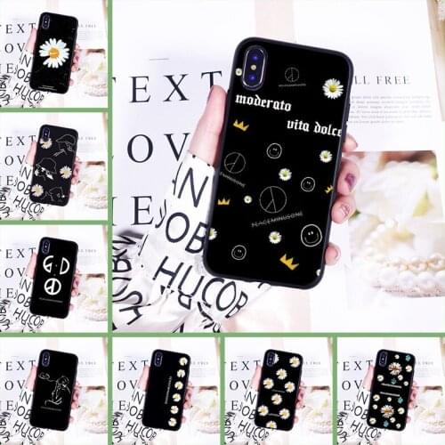 Phone Case For Apple iPhone X XR XS MAX 8 7 6S 6 S Daisy Flower Black Cool Silicone Soft Back Cover For iPhone 8 7 6S 6 S Plus