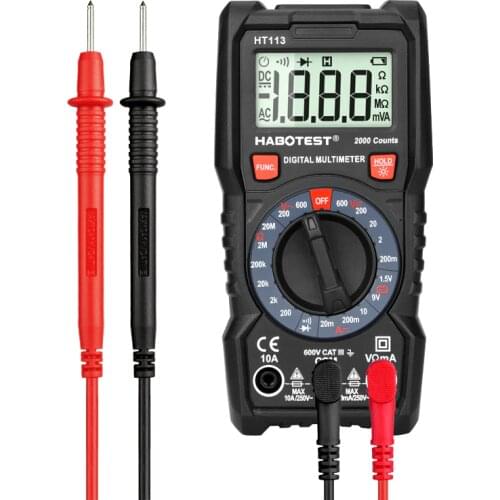 Probe DC AC Digital Mini Multimeter Voltmeter Voltage Tester Voltage Ampere Ohm Tester LCD Back Light HABOTEST 113 Series
