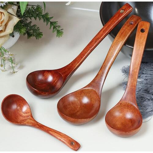 Wooden Spoons Large Soup Scoops Long Handle Wood Soup Spoons Home Utensil Kitchen Cooking Soup Spoons Kitchen Accessory Teak