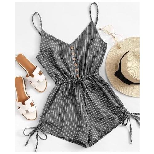Baby Summer Rompers Little girl’s 2021 NEW fashion stripe bandage suspender jumpsuit 0-7T