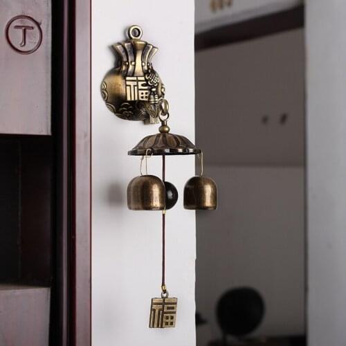 Home Wall Hanging Bronze Three Bells Metal Bell Doorbell Home Decoration Wind Bell Wind Chimes Hanging Decorations Gifts Crafts