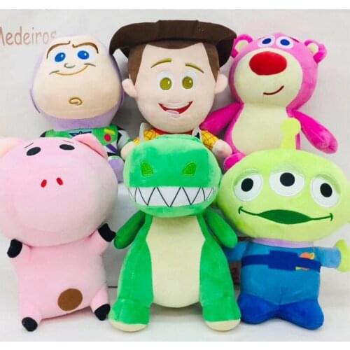 6Pcs/Set Disney Toy Story 4 Plush Toy Buzz Lightyear Sheriff Woody Plush Filling Strawberry Bear Dinosaur Action Figure Toys For