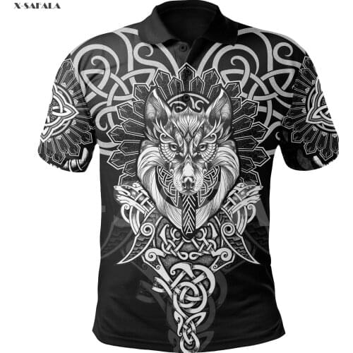 Wolf Inspired Viking Phoenix Celtics Floki 3D Full Printed Men Women Thin Polo Shirt Collar Short Sleeve Street Wear Casual Tee
