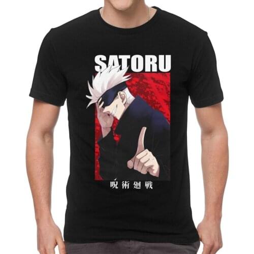 Satoru Gojo Tshirt Men Stylish Tee Tops Cotton T Shirts Short Sleeve Japanese Anime Jujutsu Kaisen T-shirt Gift Merch
