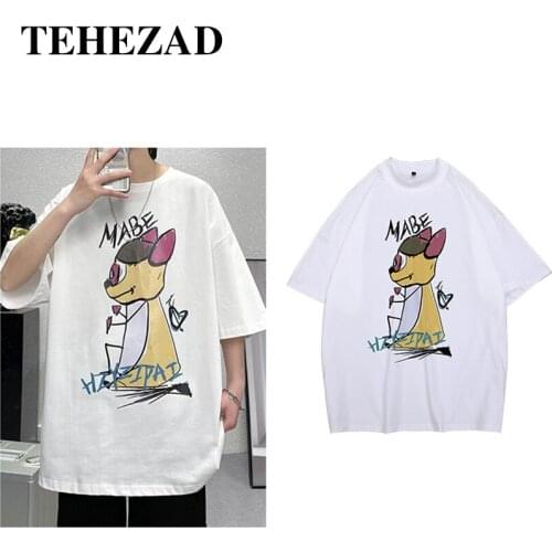 Unisex Style T-Shirt Couple 2021 Summer T-Shirt Mens Short-Sleeved Teen Cute Rabbit Print Loose Large Size T-Shirt Women