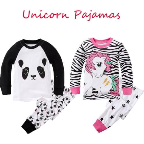 Cotton Pajamas Sets Baby Kids Glow Home Clothes Boy Unicorn Pyjamas Animal Full Sleeve Nightwear Suit Comfortable Pijamas Suits