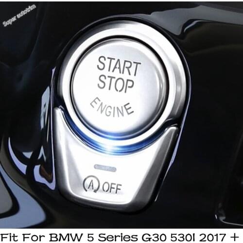 Lapetus Car Engine START Button Cover STOP Switch Accessories Keyless Decor Trim ABS Fit For BMW 5 Series G30 530I 2017 - 2020