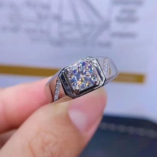 Luxurious Men Natural Diamond Ring Boyfriend Anniversary Gift Banquet Engagement Wedding Band 925 Sterling Silver Couple Rings