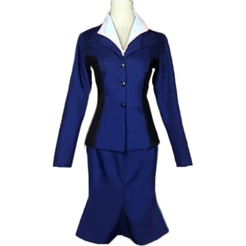 Agent Peggy Carter Cosplay Costume Uniform Agent Carter Blue Suit Cosplay Costume