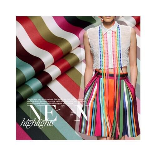 Pa*l S*th colorful stripe printing thick satin fashion fabrics imported fabrics