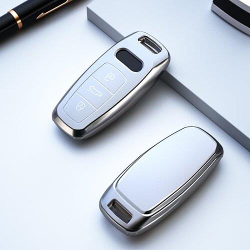 Soft TPU Key Cover Case For Audi A6 C6 Q8 A7 A6L A8 E-tron Q8 C8 D5 Accessories Chain Car Key Case Cover Fob Keychain