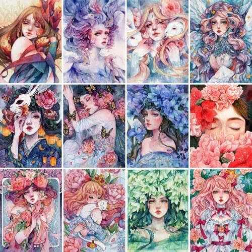 5D Diy Diamond Painting Cartoon Girl Portrait Cross Stitch Kit Full Drill Square Embroidery Mosaic Art Picture Home Decoration