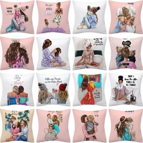 Mothers Day Pillowcase Best Mom Gift Home Decor Cushion Cover for Living Room Bedroom Office Sofa Throw Pillow Cover 45x45cm