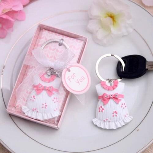 New arrival wedding favors Free shipping 100PCS/LOT Baby Shower Favors and Gift Cute Baby Themed Pink Key Chain Favors for girl
