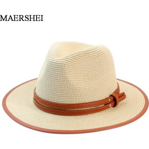 New Panama Visor Soft Shaped Straw Sun Hat Summer Women/Men Wide Brim Beach Sun Cap UV Protection Fedora Hat