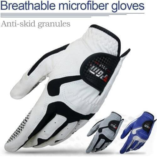 Golf Gloves Mens Glove Micro Fiber Soft White Blue Left Hand Anti-skidding Non Slip Particles Breathable Golf Glove Dropship