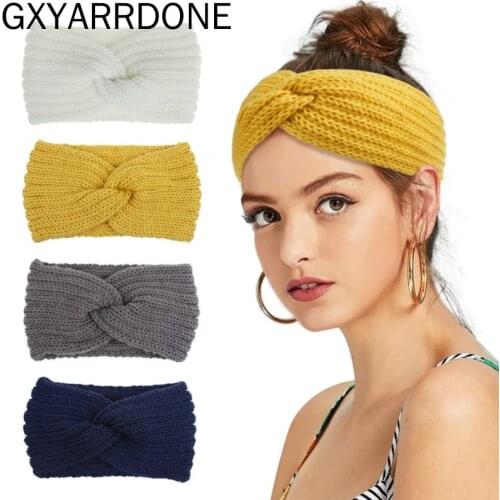 2020 Winter Cross Hair Bands Fashion Warm Wool Knitted Elastic Headband Turban Women Girls Cute Braid Head Band Hair Accessories
