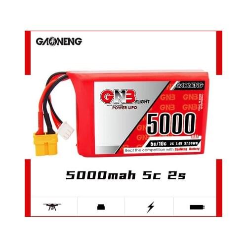 GAONENG 5000mAh 2S 7.4v 5C Radiomaster TX16S Remote Control Large Capacity Battery