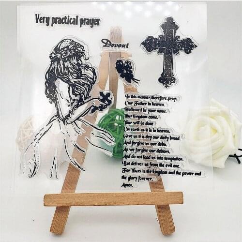 14x14cm Belief Girl Clear Stamps Transparent Seal Silicone Seal TPR Christmas Wedding Roller Stamps DIY Scrapbook Album Card