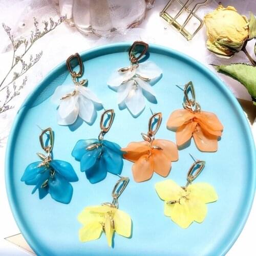 SHUANGR Big Acrylic Flower Drop Earrings For Women Holiday Party Jewelry Statement pendientes Orange White pendientes bijoux