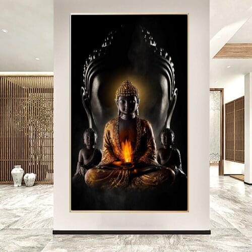 Religious Buddha Statue Canvas Print Painting Wall Art Buddhism Posters and Prints Picture for Home Interior Cuadros Decoration