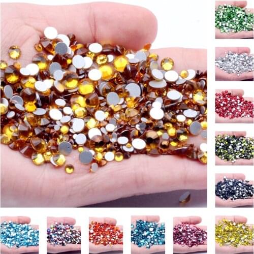 SS3-SS30 Light Siam Round Strass Crystal Non Hotfix Nail art Rhinestone Super Bright Glass Strass for Nail Art Decoration