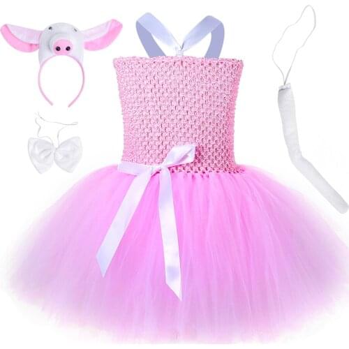 Pig Tutu Dress Pink Cute Girls Birthday Party Outfit With A set Children Halloween Carnival Cosplay Costume Clothes Clothing