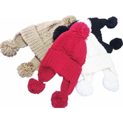 BomHCS 100% Handmade Warm Knitted Beanie Earcuff Hats Headdress Cap