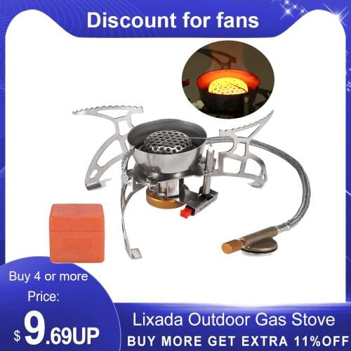 Lixada Outdoor Gas Stove Foldable Camping Gas Stove Windproof Piezo Ignition Backpacking Stove Outdoor Portable Cooking Stove