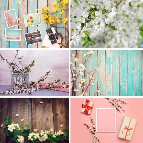 SHENGYONGBAO Vinyl Custom Photography Backdrops Prop scenery+ Flower and Wooden Planks Photography Background 190117SK-0002