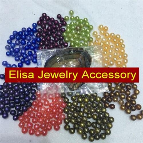 6-7mm 7-8mm Near Round AAA Genuine Freshwater Oyster Pearls Loose 30 Different Colorful Dyed Pearl Beads Wholesale 20Pcs/Lot