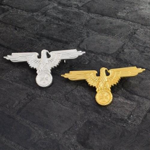 Women Men Metal Animal Gold And Silver Color WWII WW2 German Military Cross Eagle Pin Cap Badge Cockade